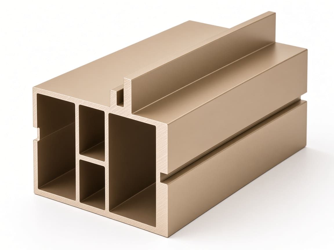 Multi-chamber aluminum window frame profile, champagne anodized