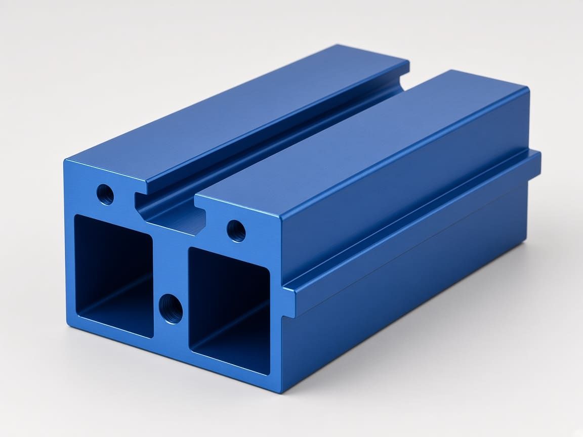 Custom aluminum extrusion profile, blue anodized