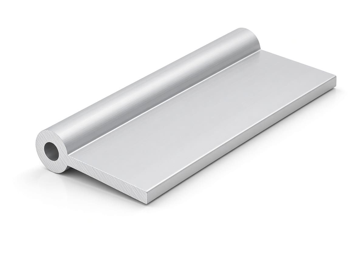 Extruded aluminum hinge leaf profile with knuckle and pin bore