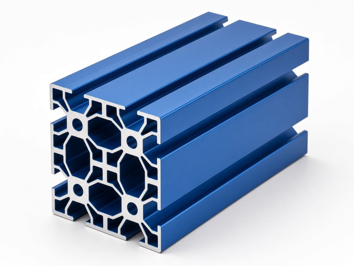 80 × 80 T-slot aluminum framing profile, blue anodized